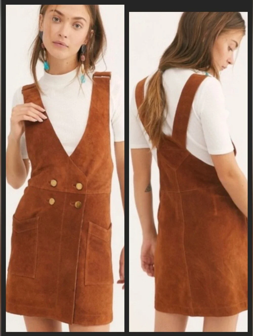Free People Canyonlands Suede Leather Jumper Dress **missing Buttons*Pls Read